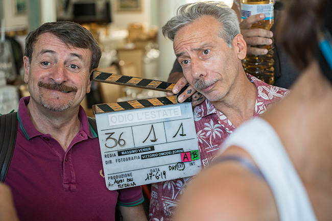 Giovanni Storti e Giacomo Poretti sul set del film